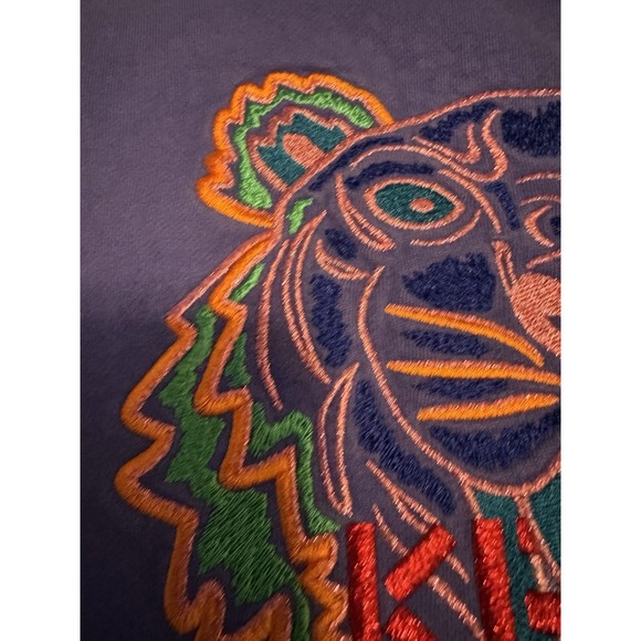 Kenzo Paris Tiger Embroidered Pullover Sweatshirt Black Gold Tiger Red Print XL - Picture 4 of 11